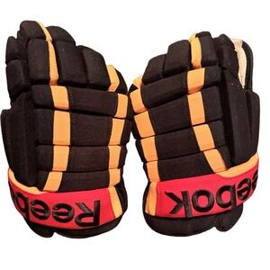 Reebok Black and Orange Hockey Gloves junior HGPRO 12”